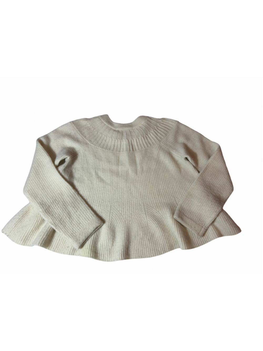 Mihoko Saito Cream Wool Ribbed Sweater Free Size Japanese Minimalist Made Japan